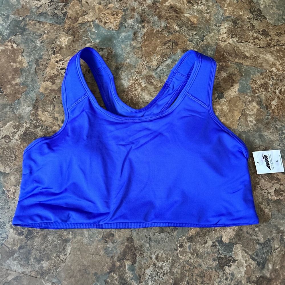 Avia Wirefree Sports Bra Women's Size Large Blue Racerback Medium Support